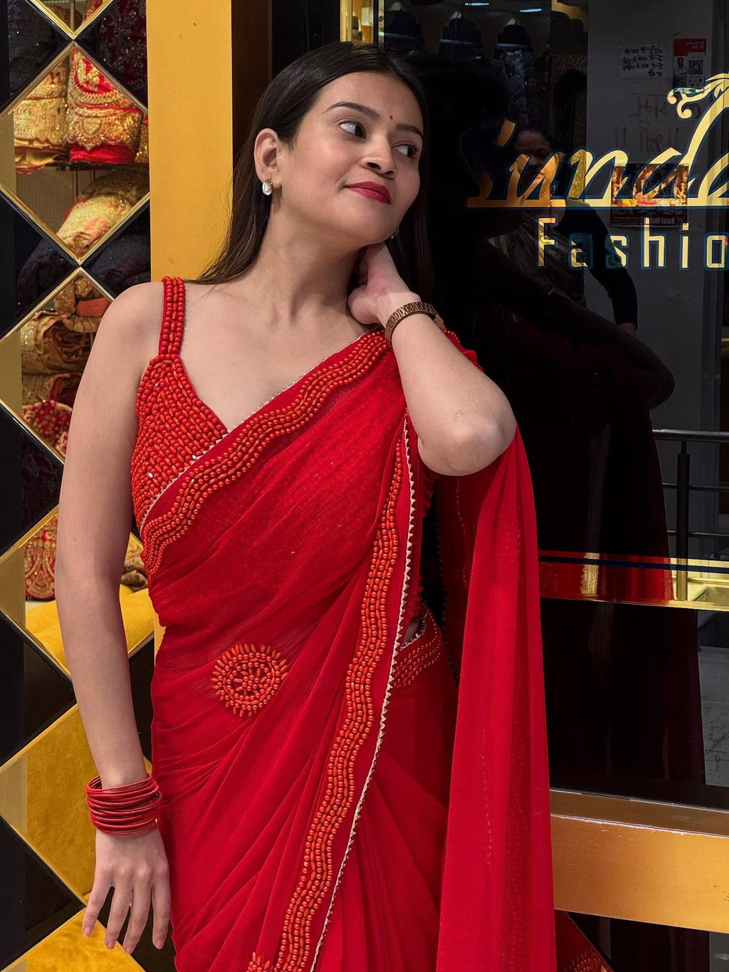 Red Bollywood Saree