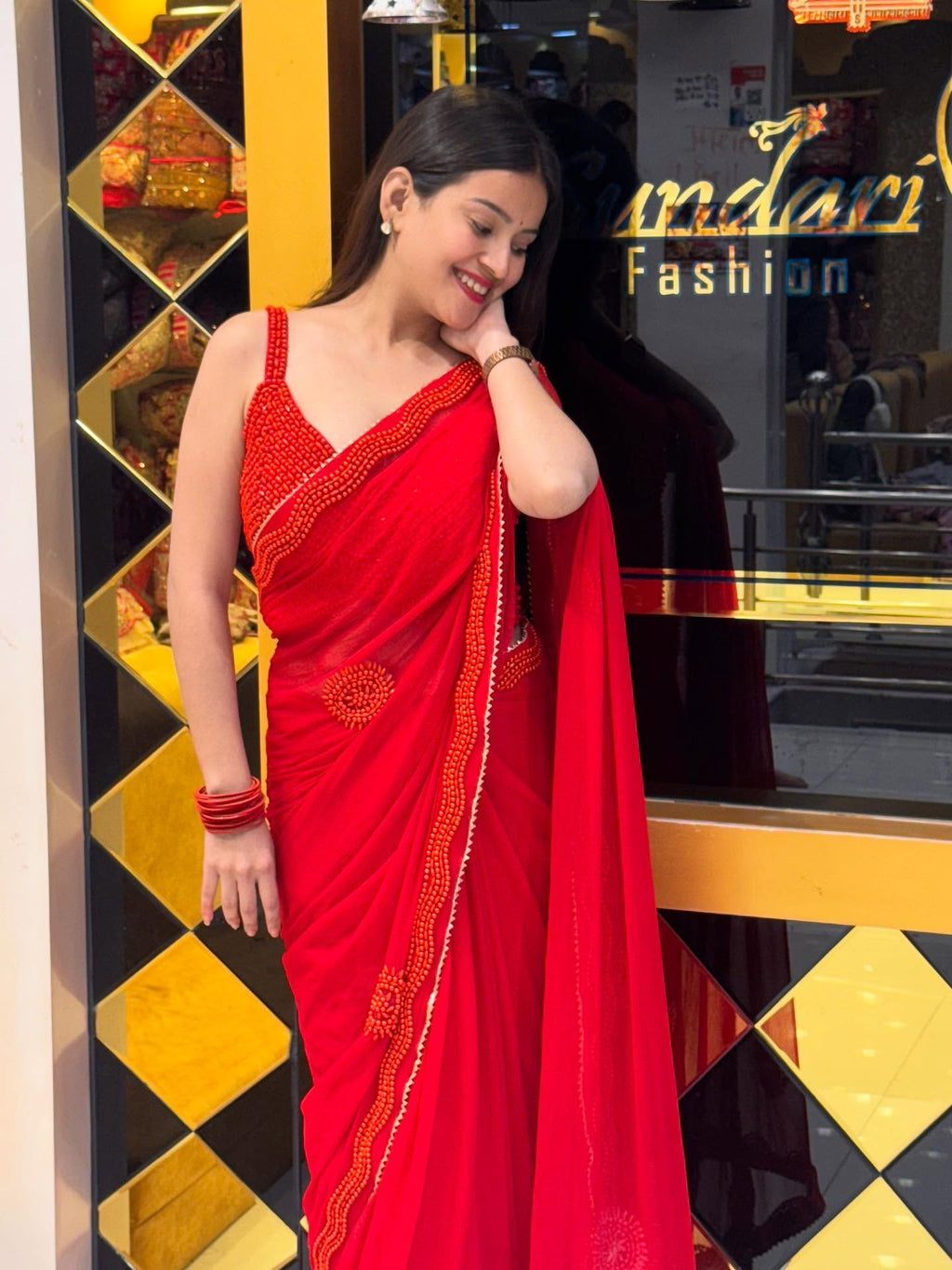 Red Bollywood Saree