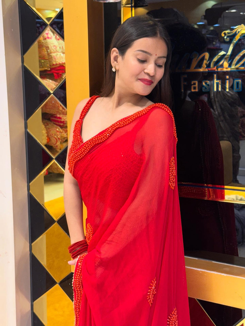 Red Bollywood Saree