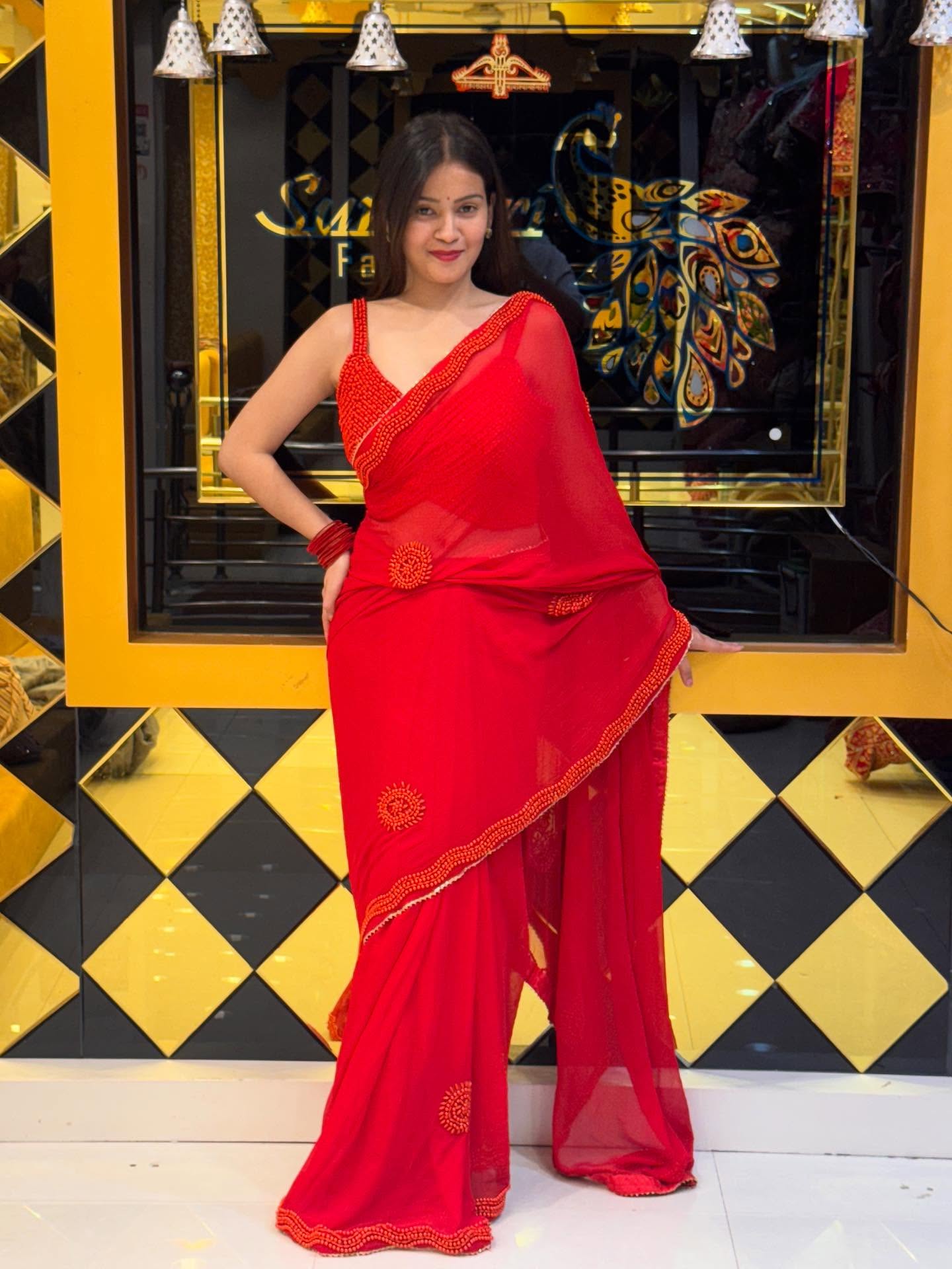 Red Bollywood Saree