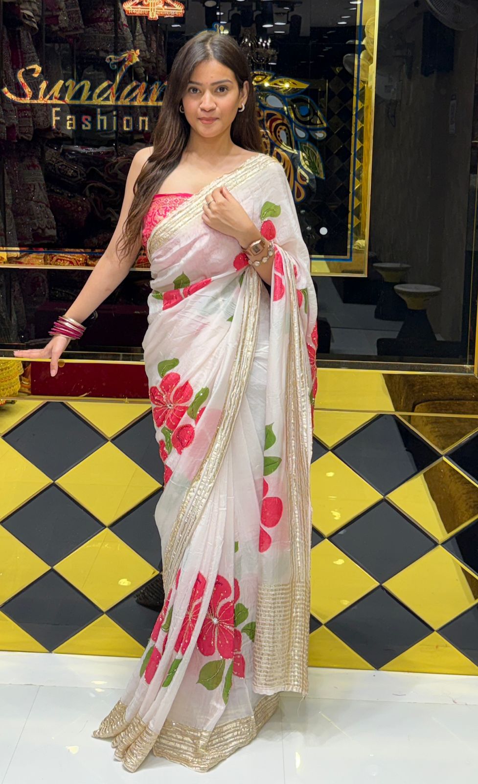 Premium Floral Handwork Designer Saree (208)