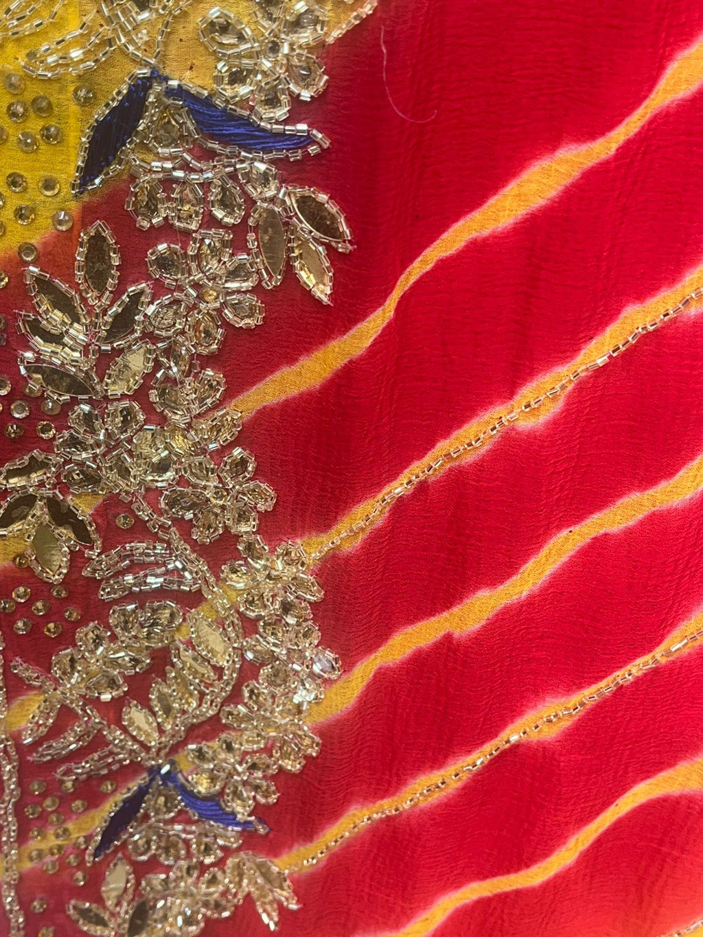 Multi Colour Leheriya Handcrafted Saree (331)