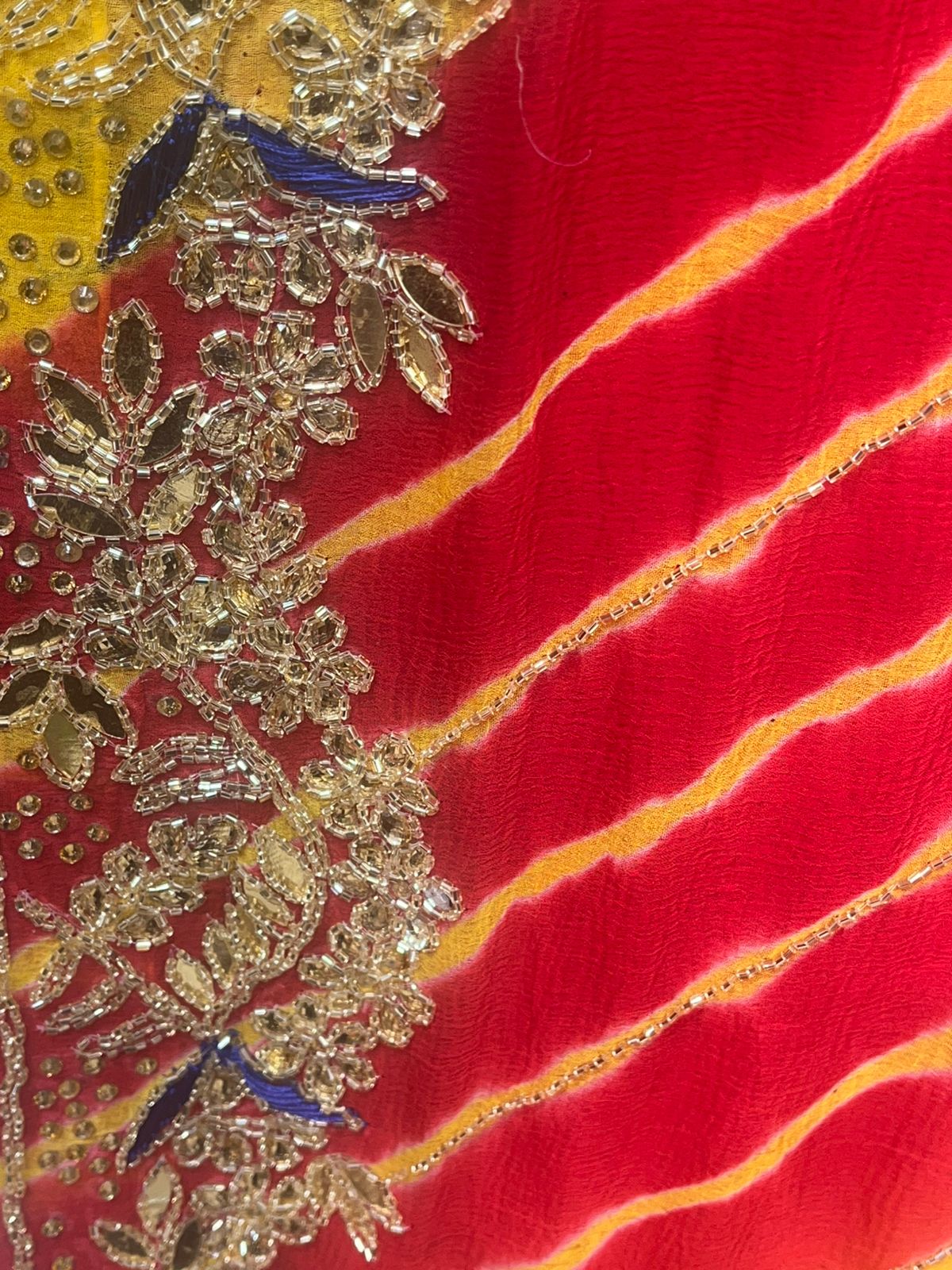 Multi Colour Leheriya Handcrafted Saree (331)
