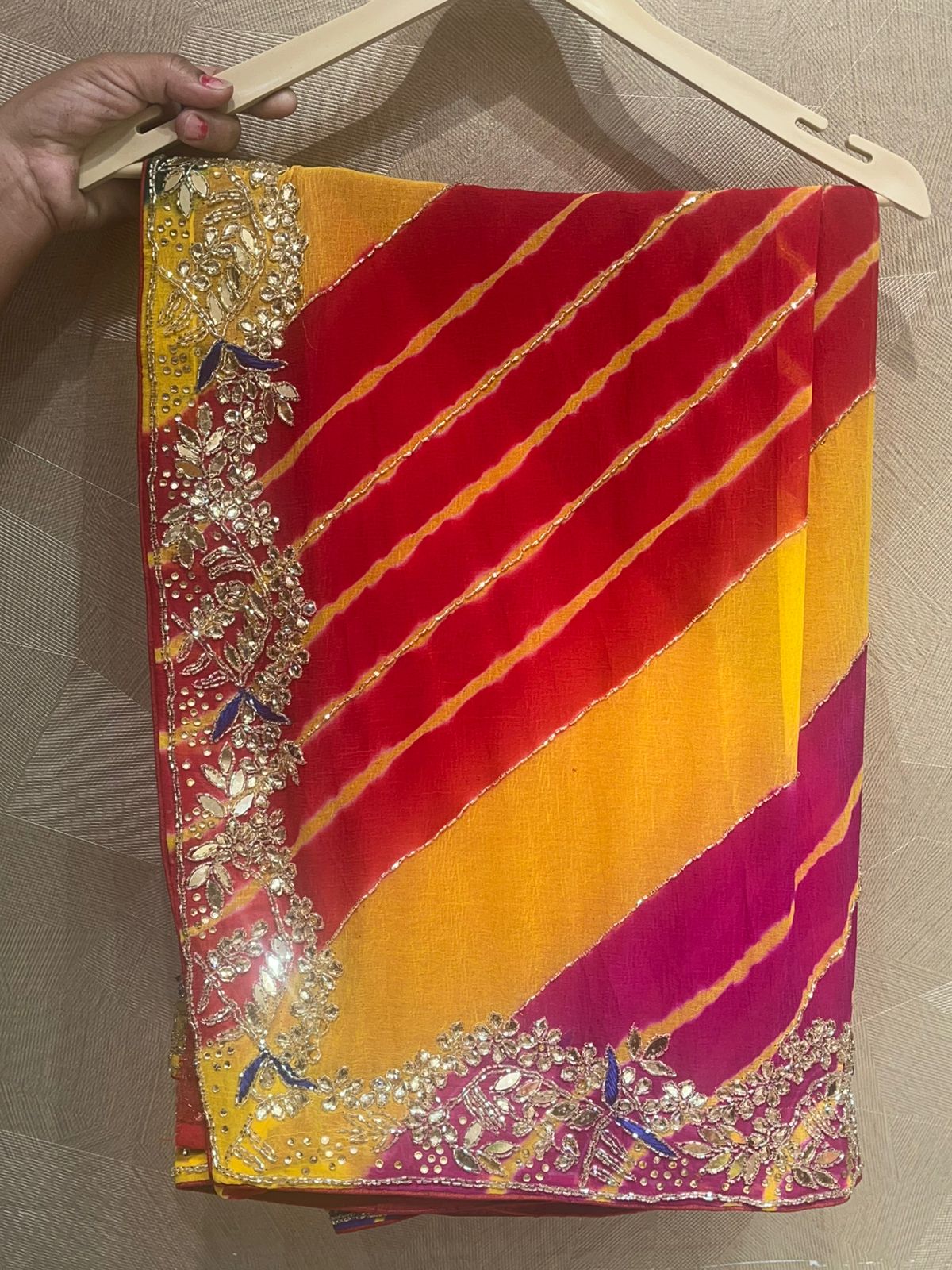 Multi Colour Leheriya Handcrafted Saree (331)