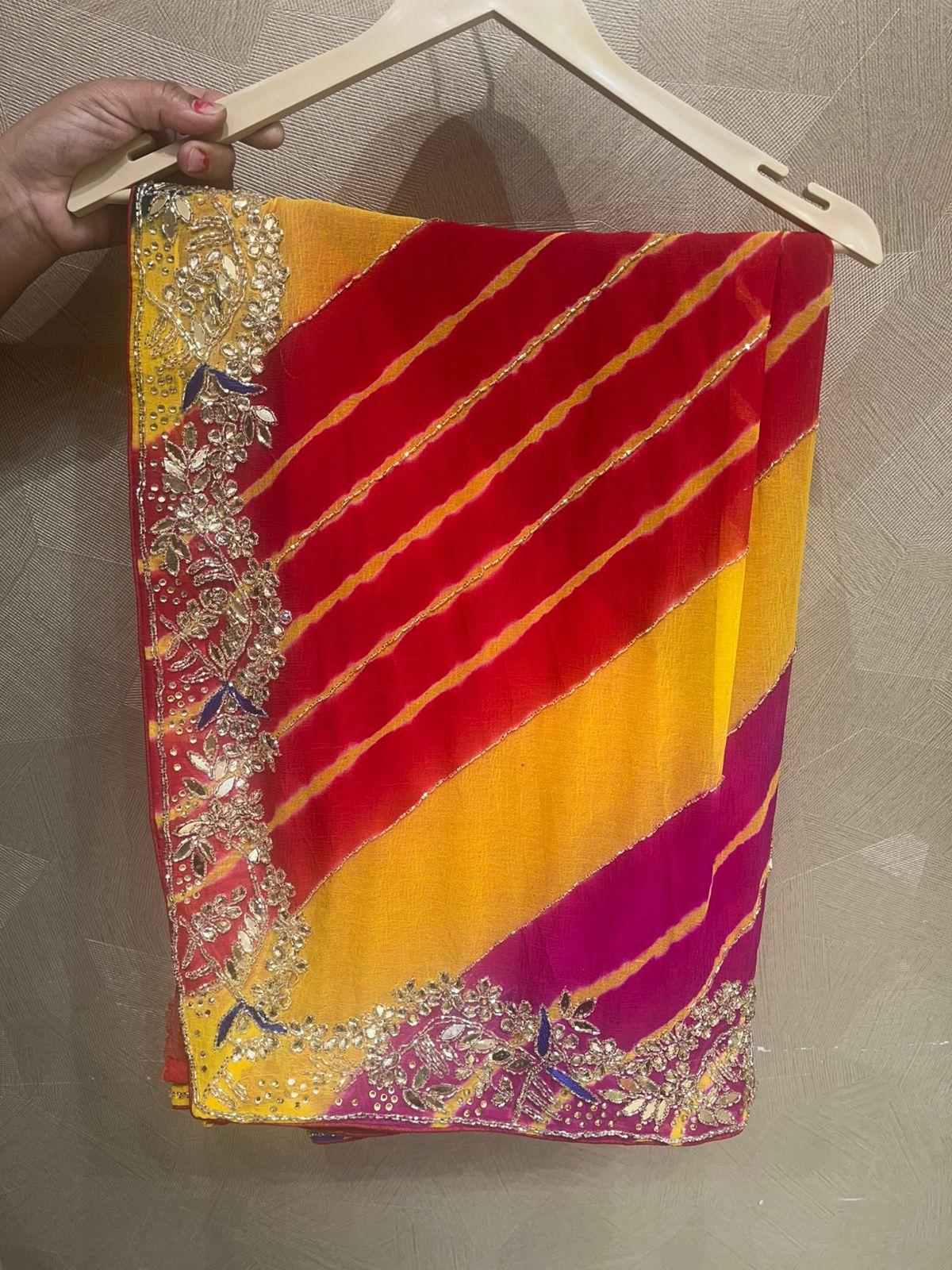 Multi Colour Leheriya Handcrafted Saree (331)