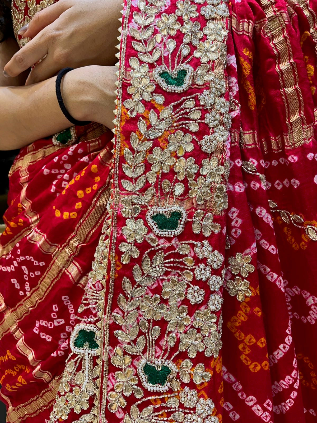 Red Ghatchola Work Saree