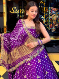 Beautiful Purple Bandhej Lehenga