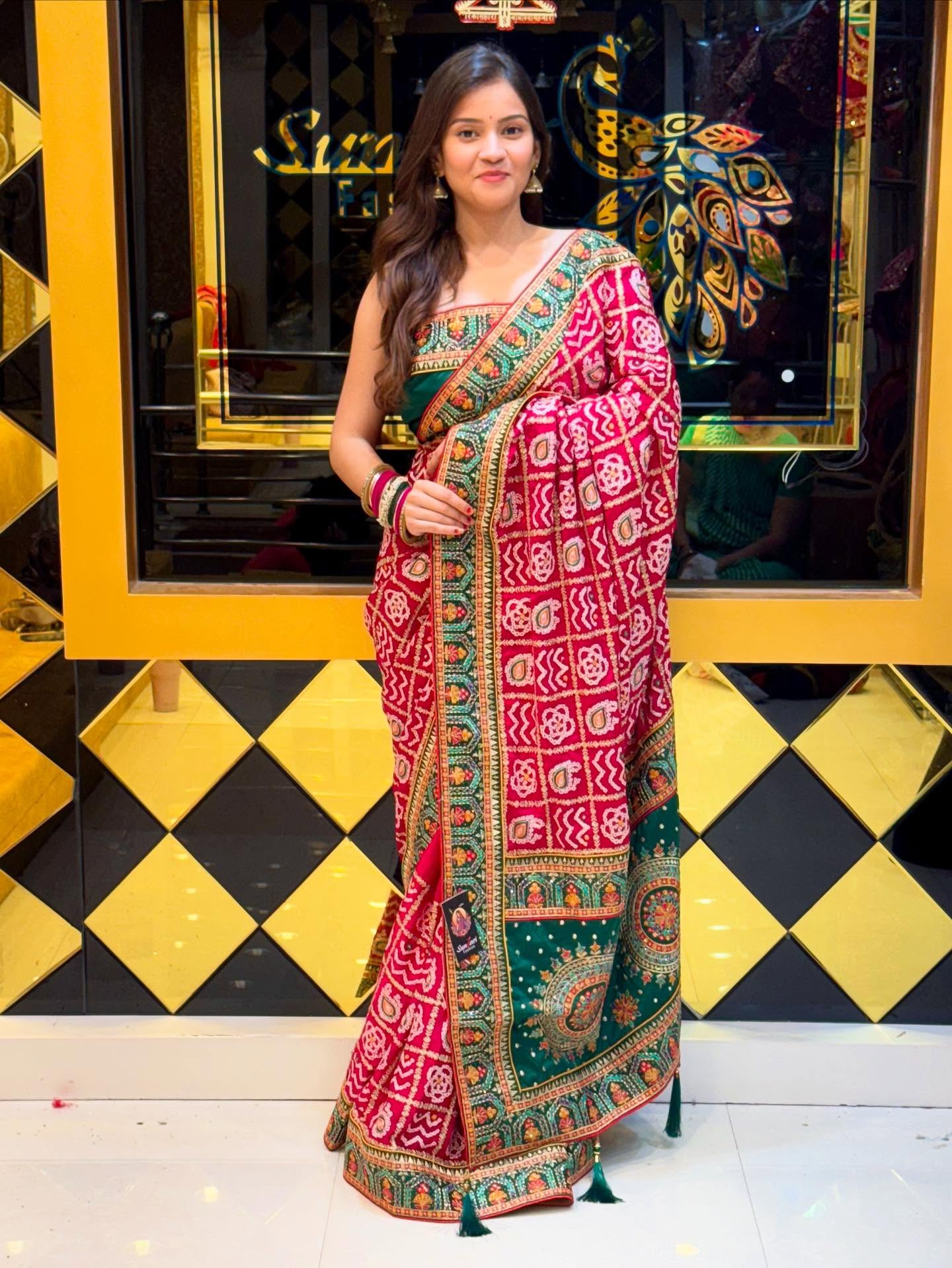 Red And Green Saree