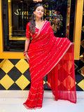 Red Pure Chiffon Partywear Saree