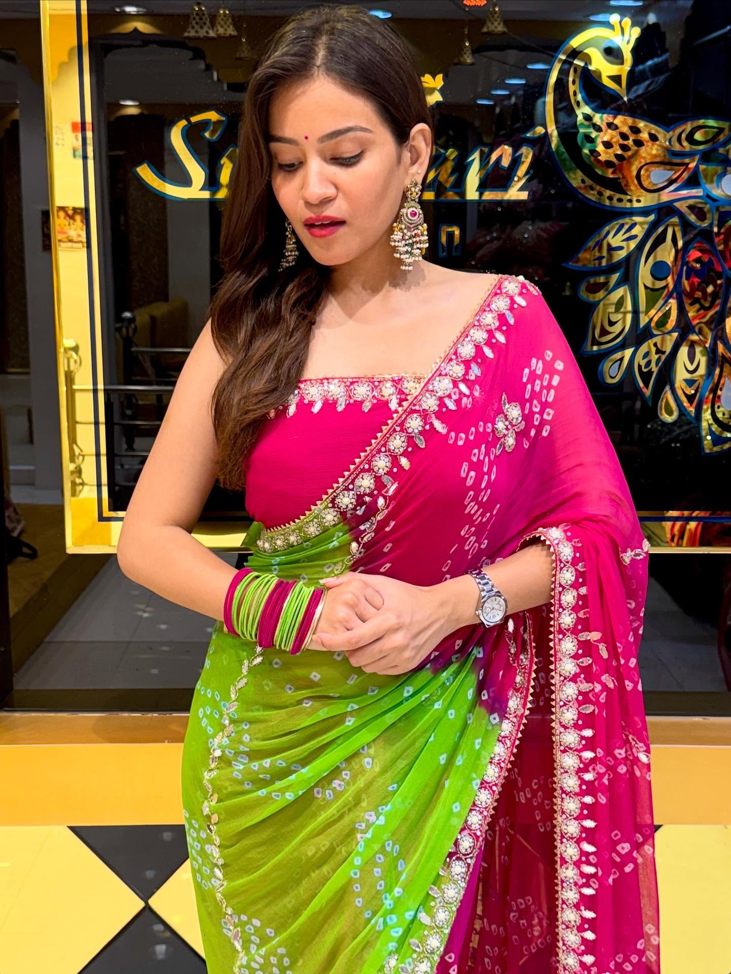 Beautiful Green & Pink Saree