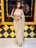 Beige Handwork Partywear Saree