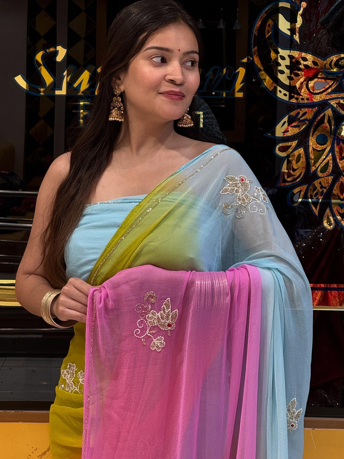 Multi Shaded Pastel Saree