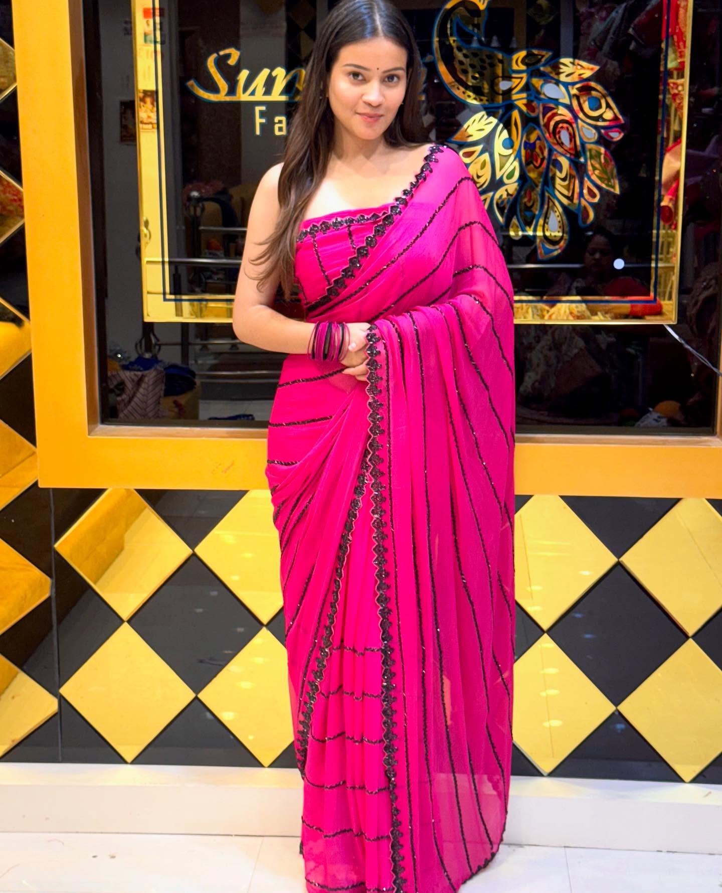 Pink Handwork Saree