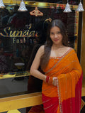 Red Orange Handwork Saree