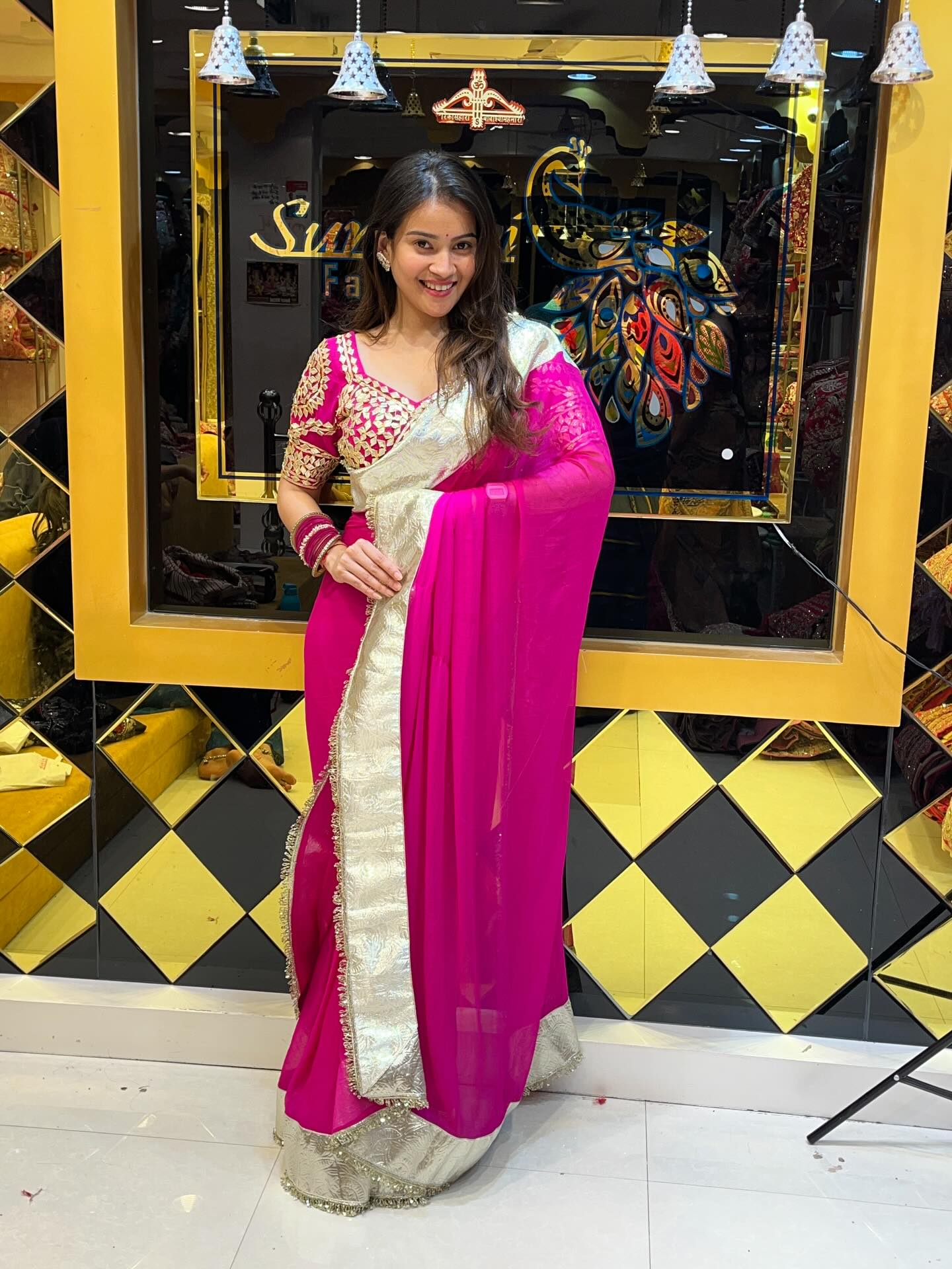 Aangi Blouse Pink Saree (818)