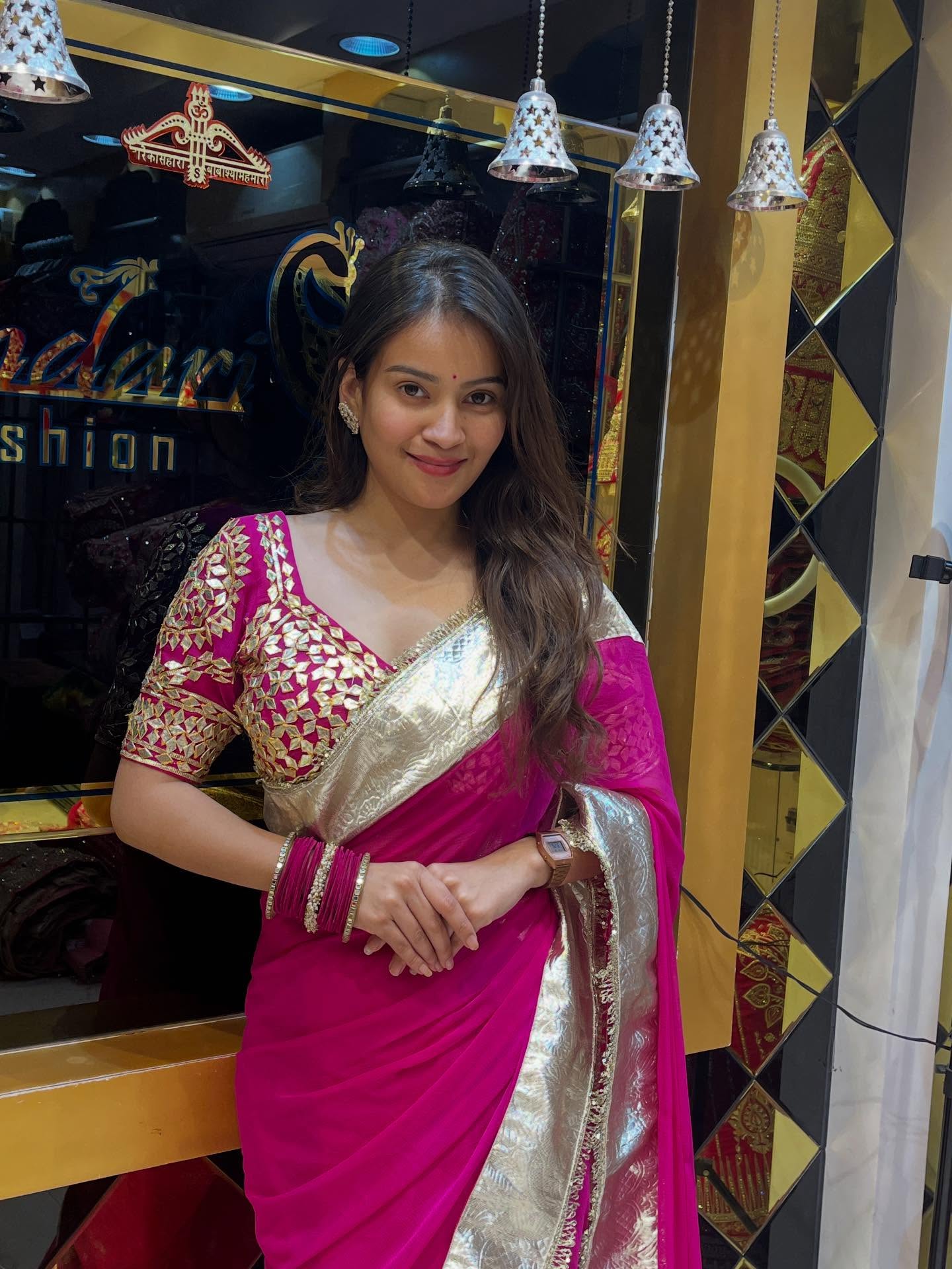 Aangi Blouse Pink Saree (818)