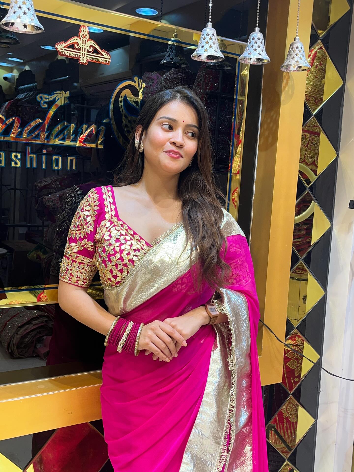 Aangi Blouse Pink Saree (818)