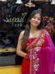 Red & Pink Pearl Handwork Saree (775)