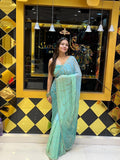 Green Ombre Handwork Saree