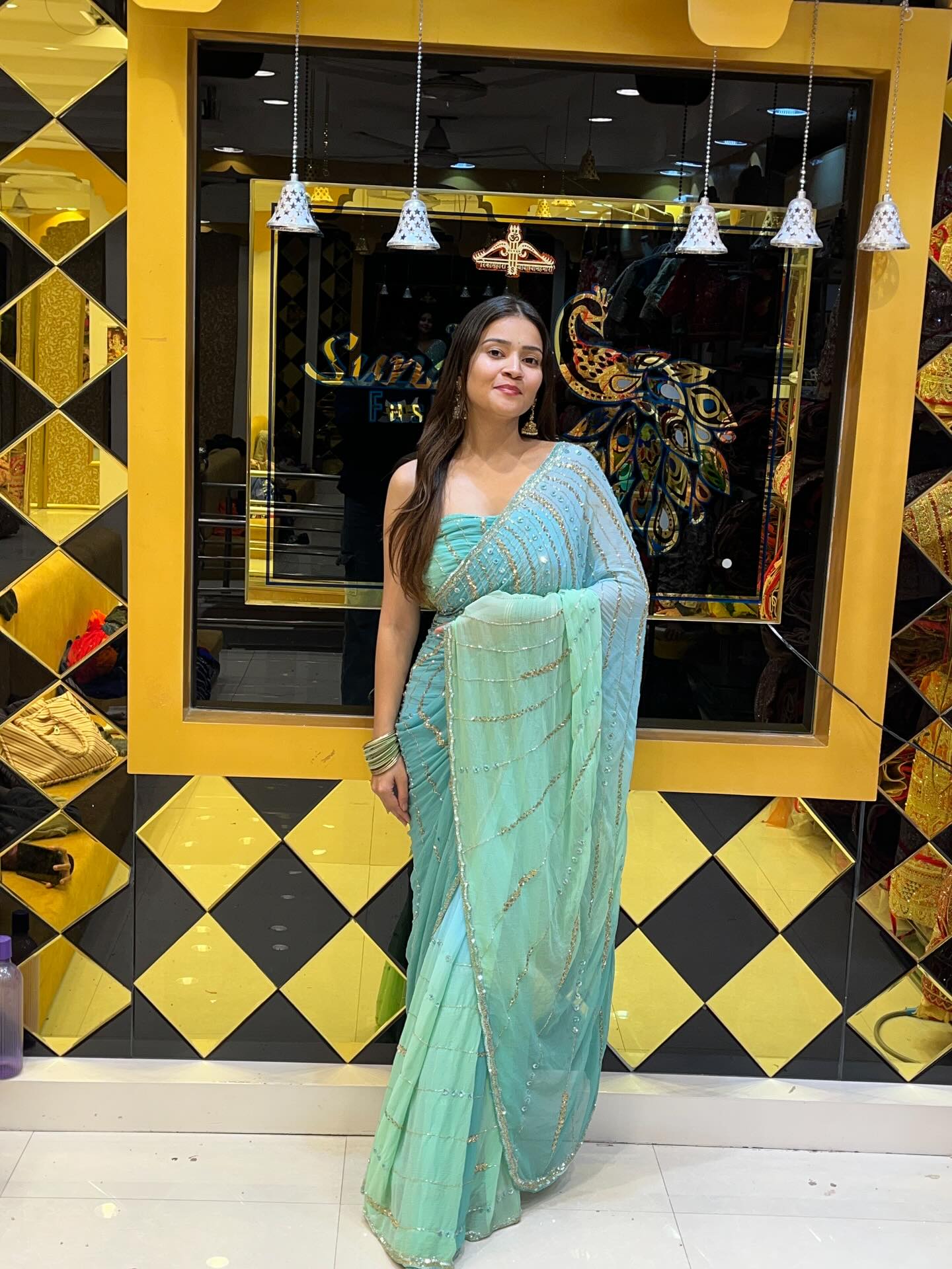 Green Ombre Handwork Saree