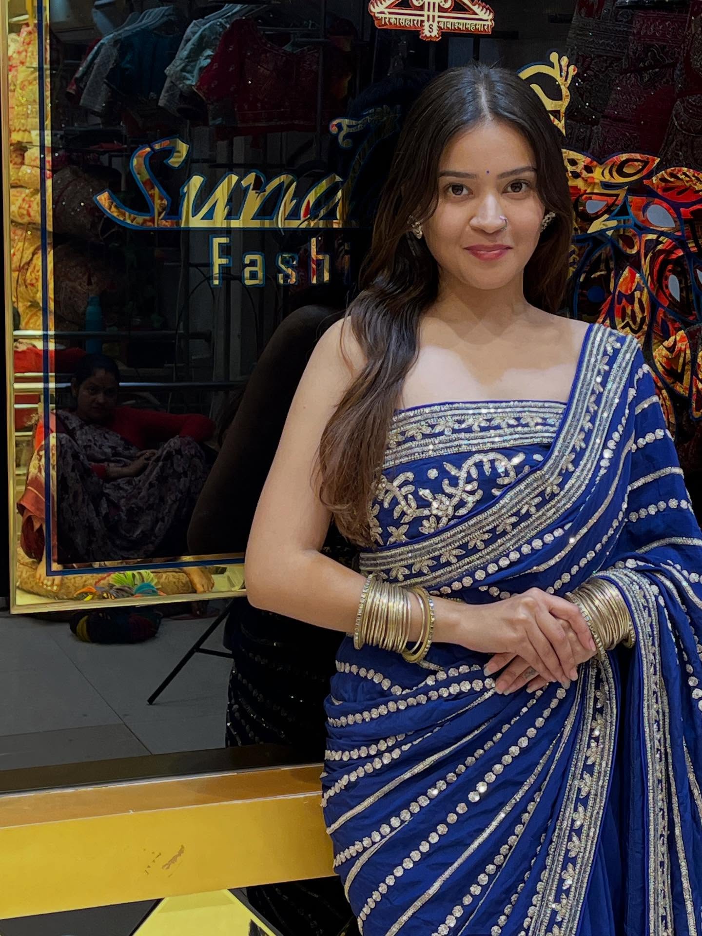 Royal Blue Handwork Saree