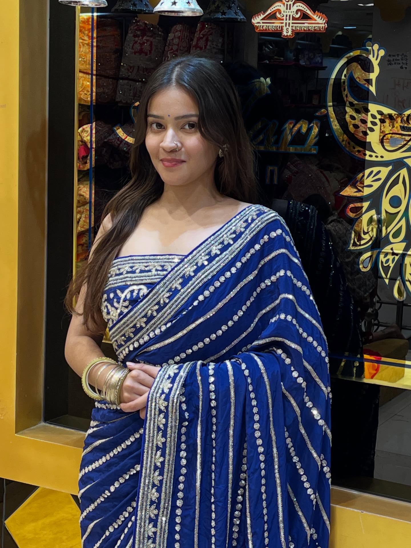 Royal Blue Handwork Saree