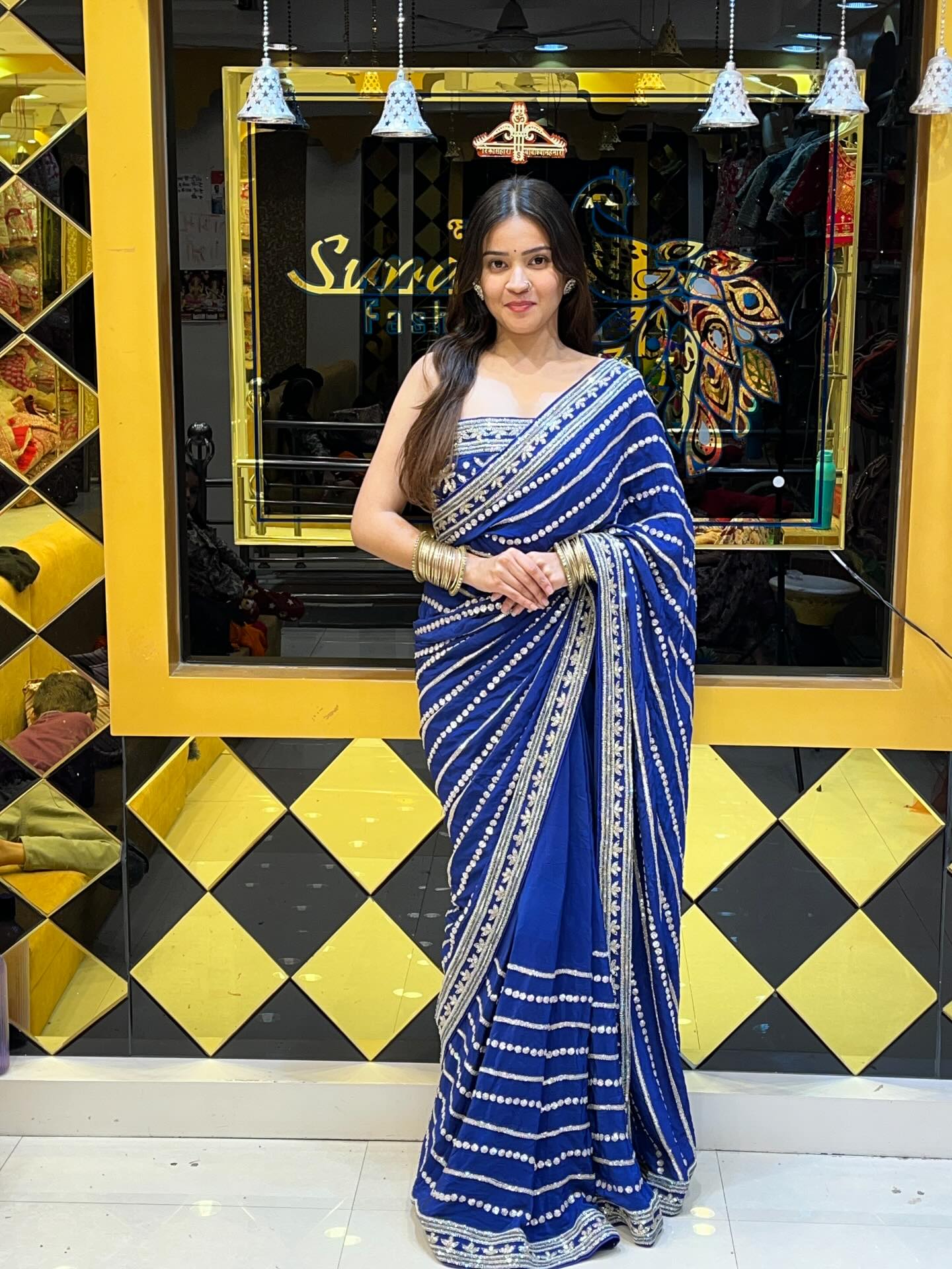 Royal Blue Handwork Saree