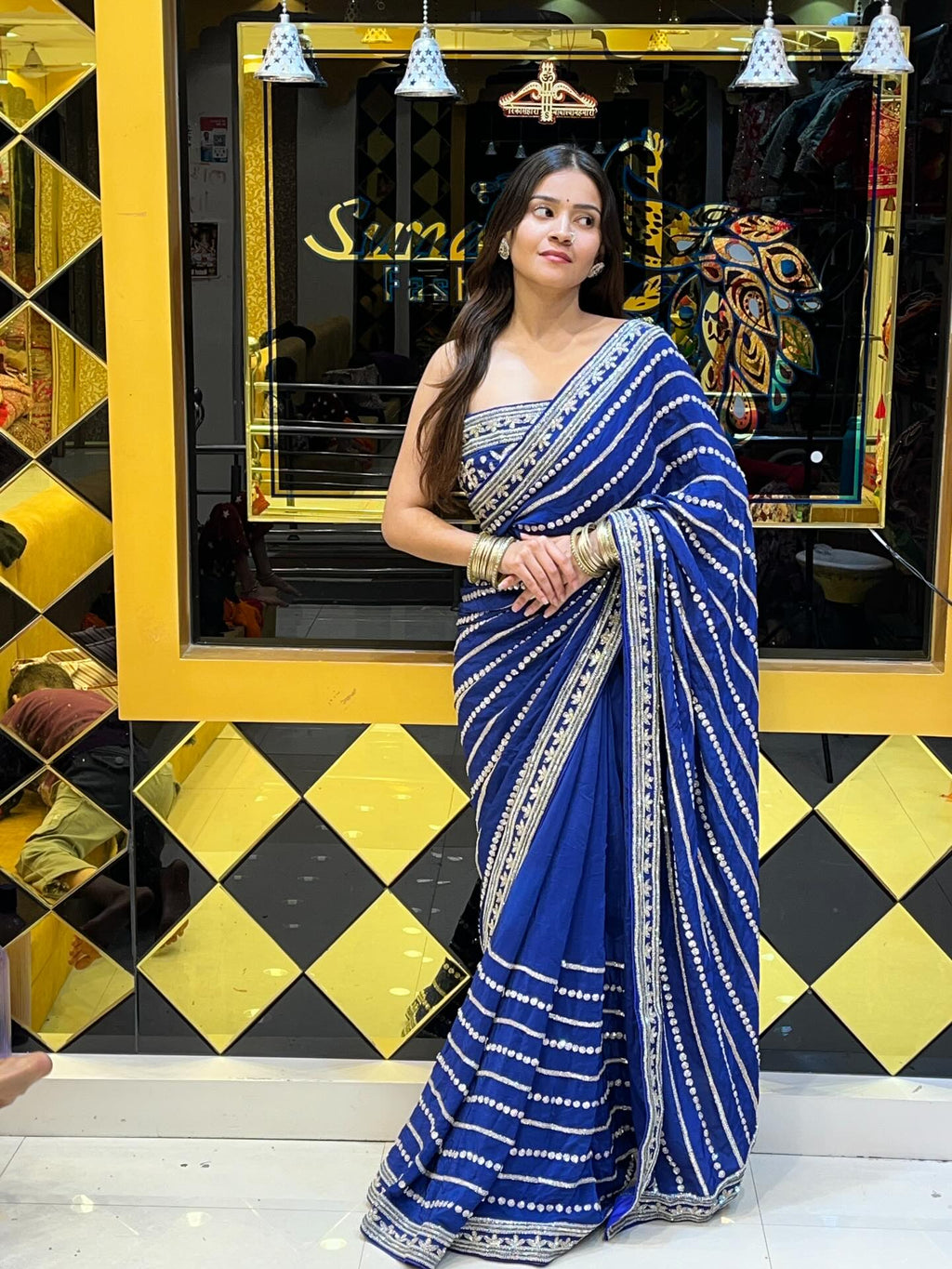 Royal Blue Handwork Saree