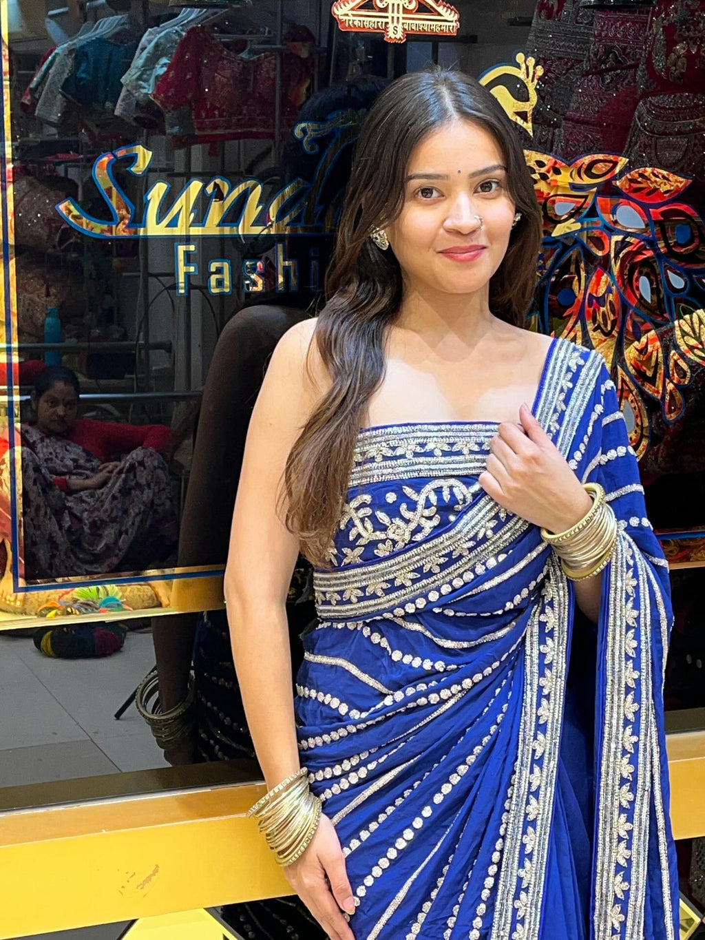 Royal Blue Handwork Saree