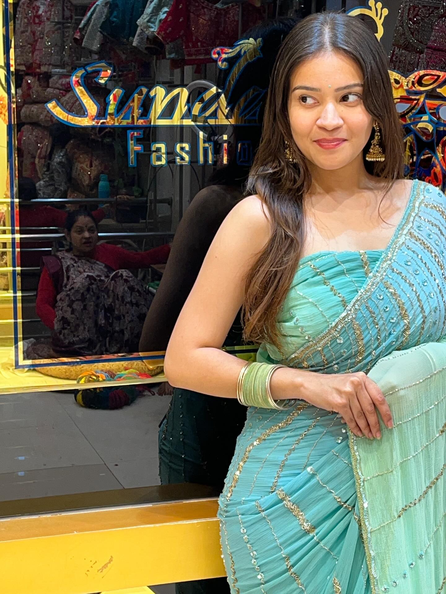 Green Ombre Handwork Saree