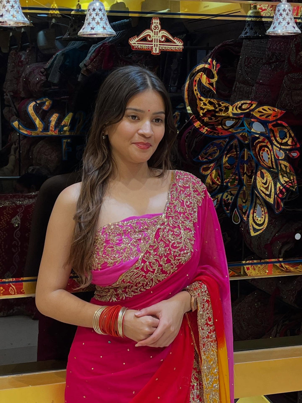 Multi Color Pure Chiffon Handwork Saree