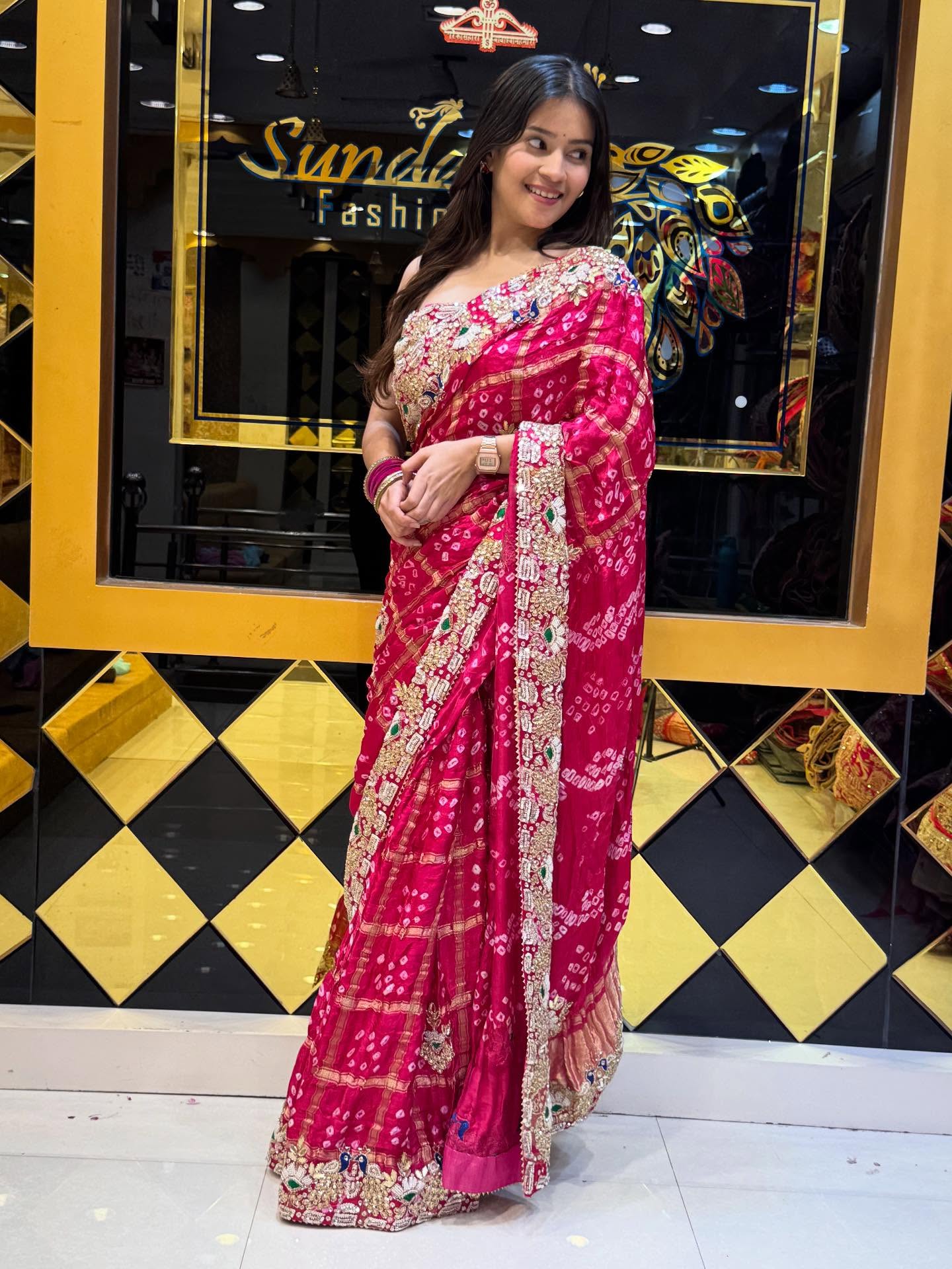Traditional Pink Ghatchola Saree
