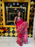 Pink Gaji Silk Lagdi Patta Saree