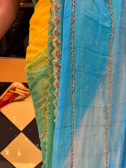 Designer Elegant Ombre Saree (Blue)