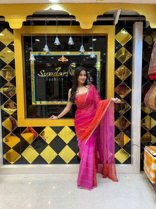 Designer Elegant Ombre Saree (Pink)