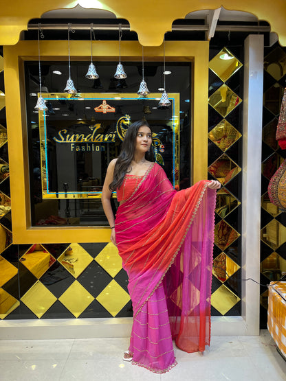 Designer Elegant Ombre Saree (Pink)