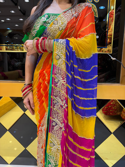 Multi-Leheriya Saree