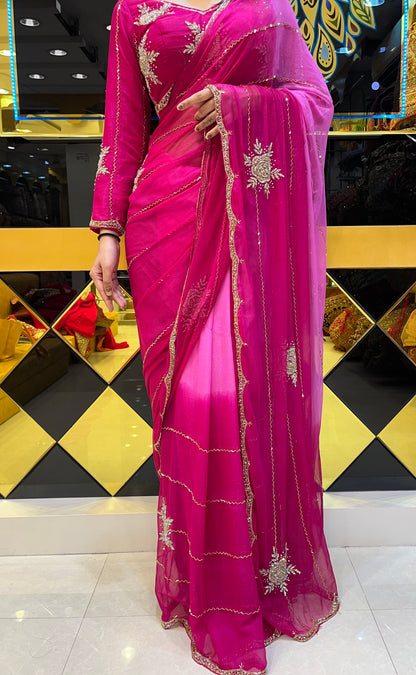 Designer Elegant Ombre Saree (Pink)