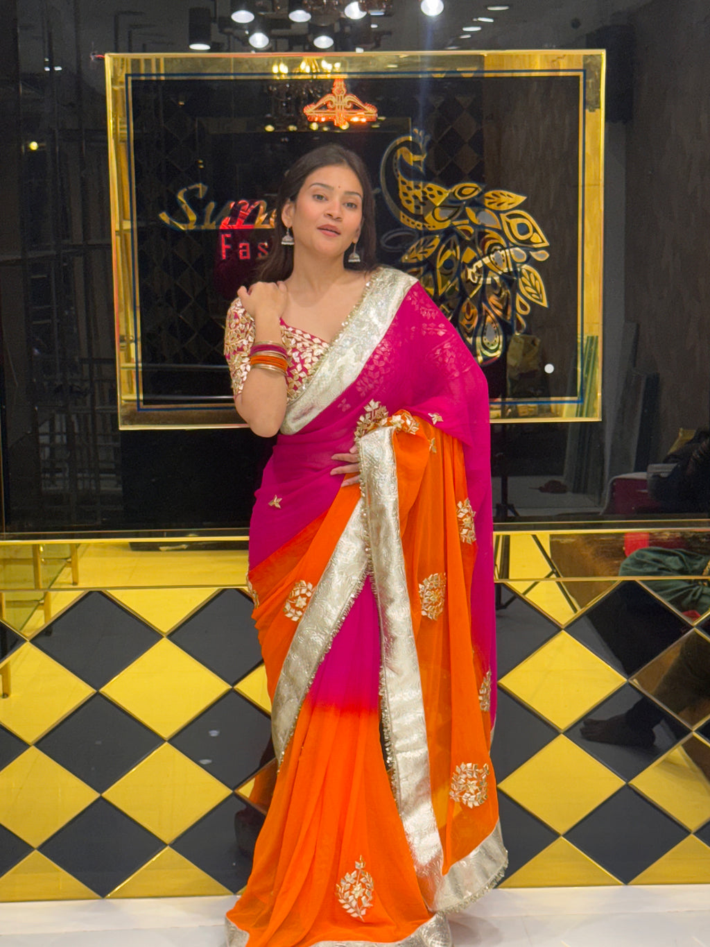 Aangi Blouse Beautiful Gotapati Saree (116)