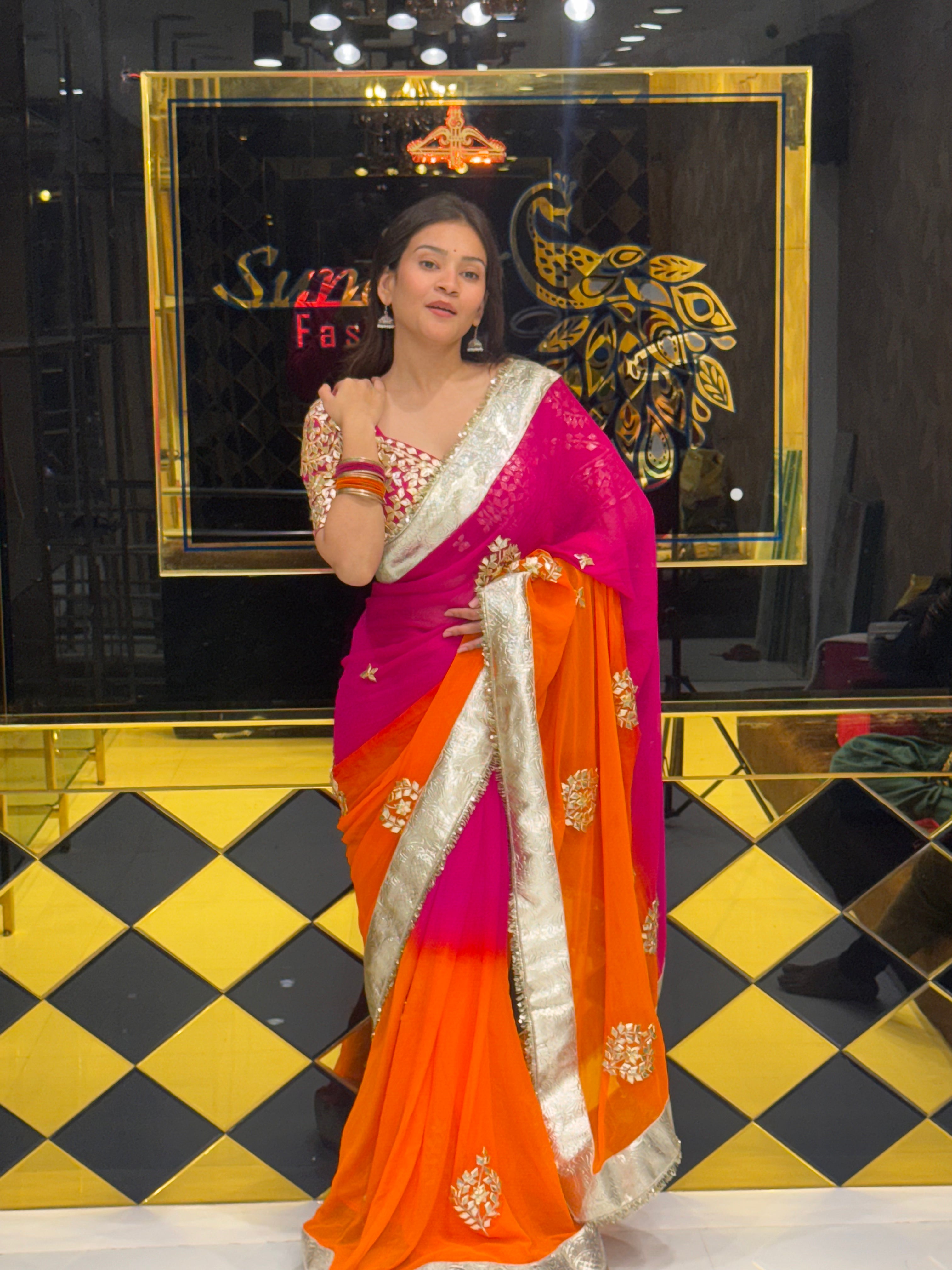 Aangi Blouse Beautiful Gotapati Saree (116)