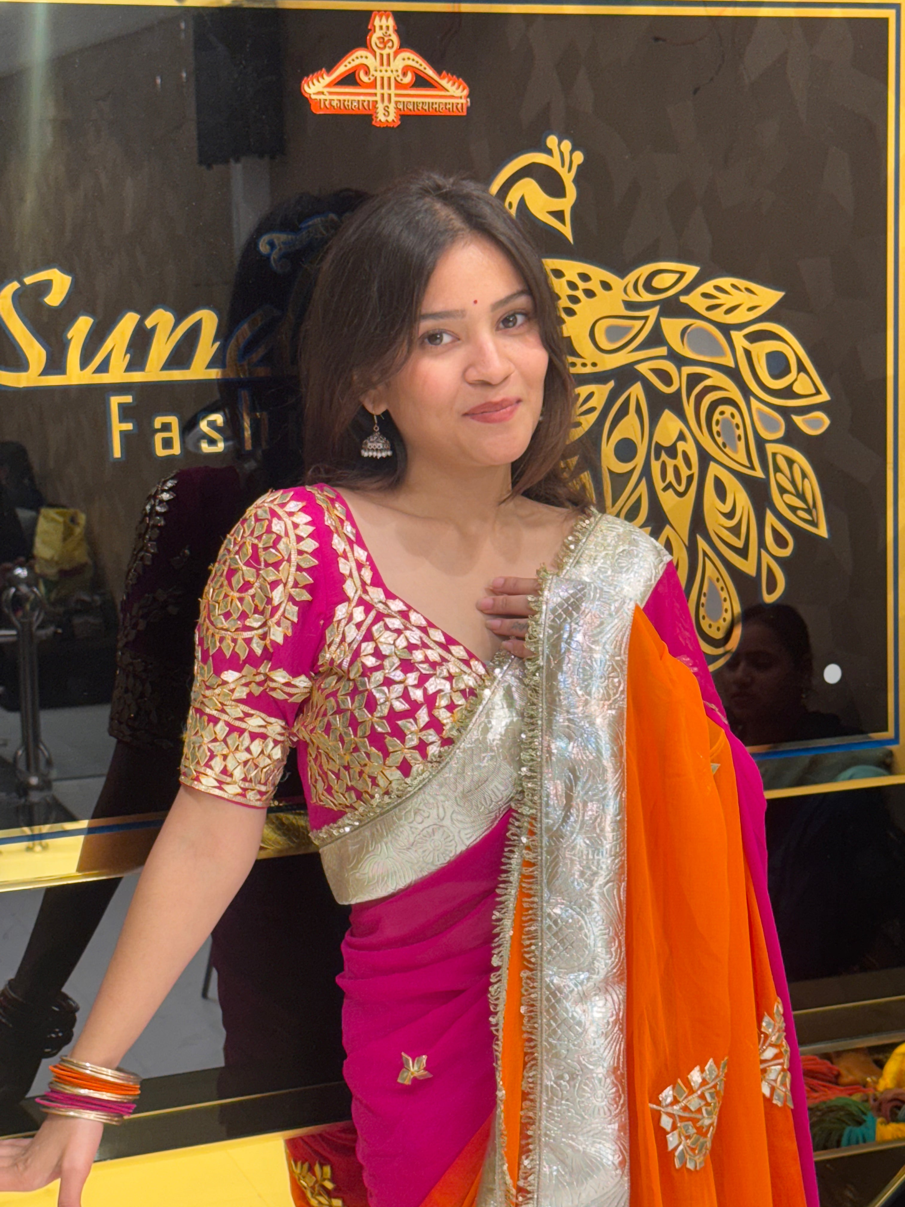 Aangi Blouse Beautiful Gotapati Saree (116)