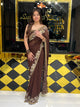 Brown Premium Handwork Pure Chiffon Saree (130)