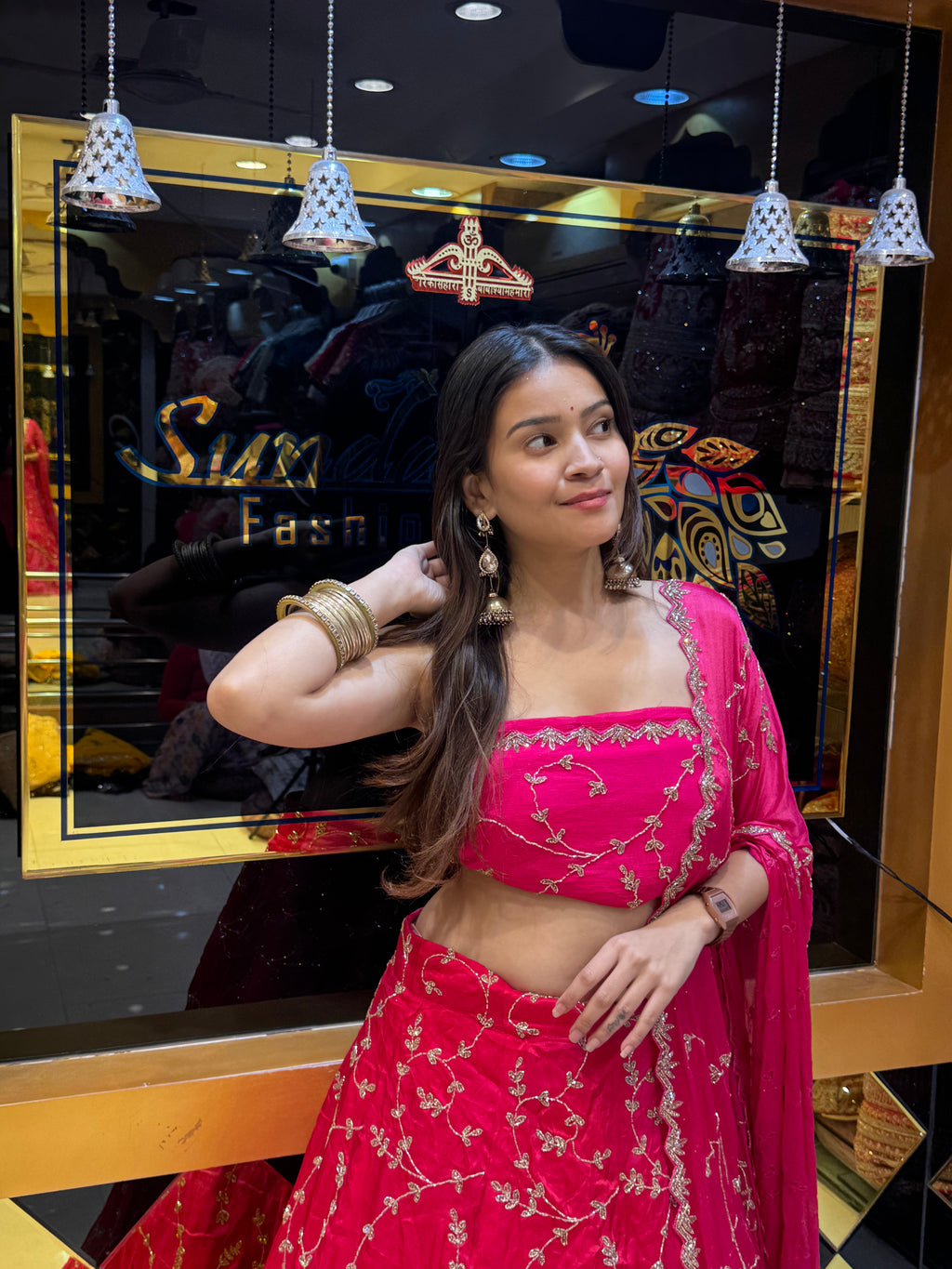 Hot Pink Premium Handwork Lehenga Set (128)