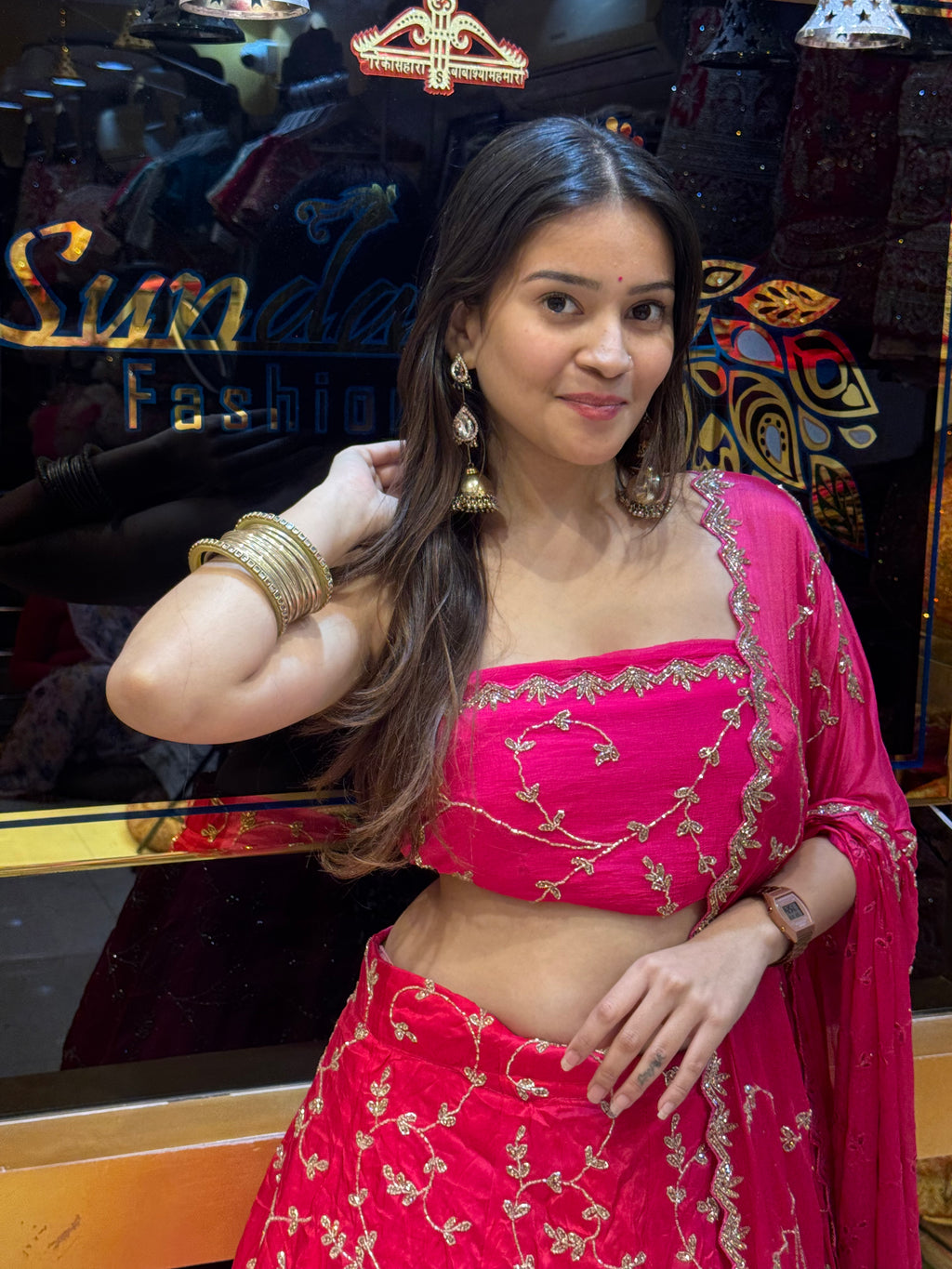 Hot Pink Premium Handwork Lehenga Set (128)