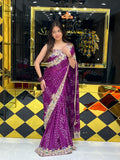 Magenta premium handwork Crepe Silk Saree (134)