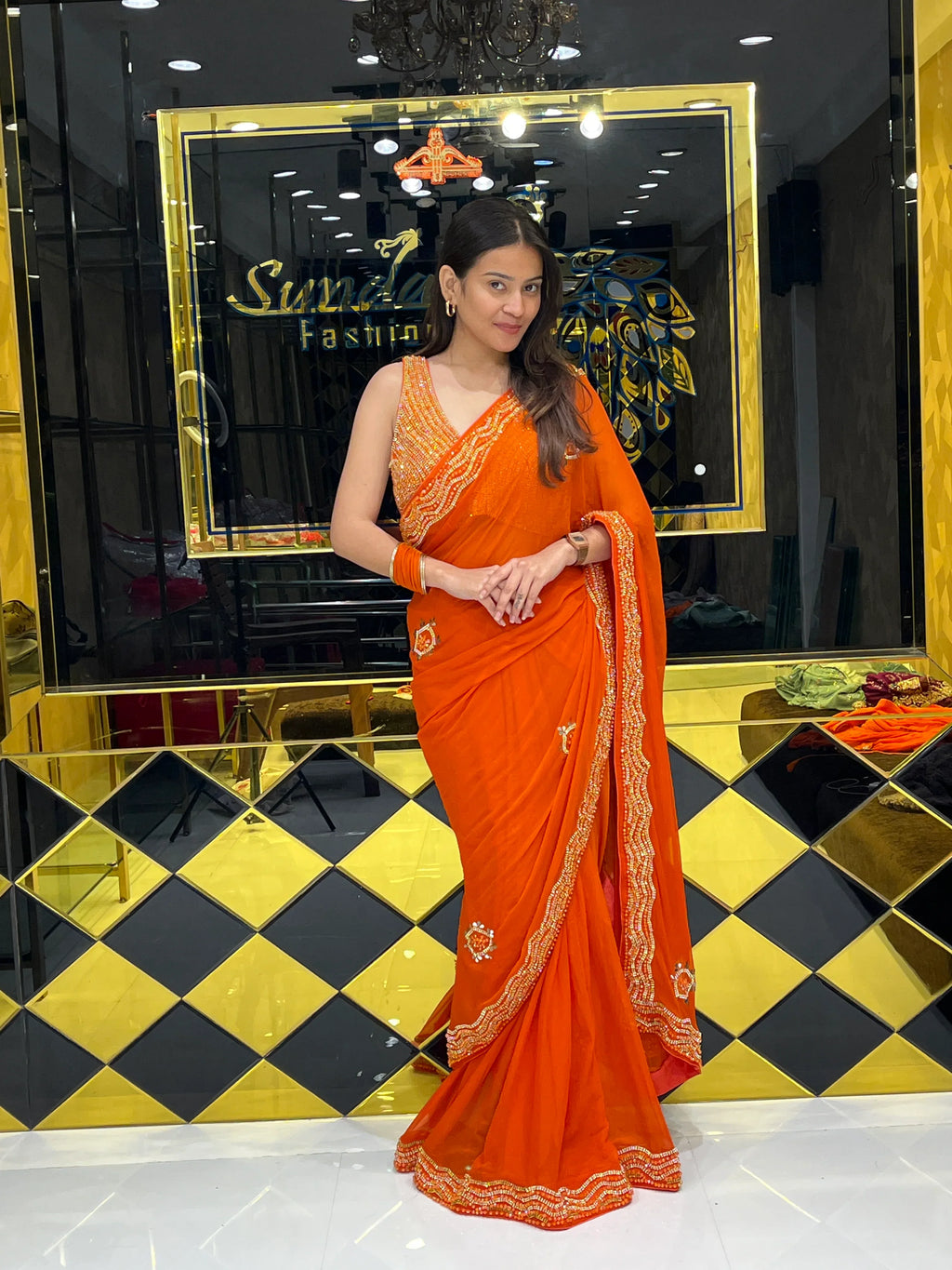 Rust Orange Premium Celebrity Choice Saree (135)
