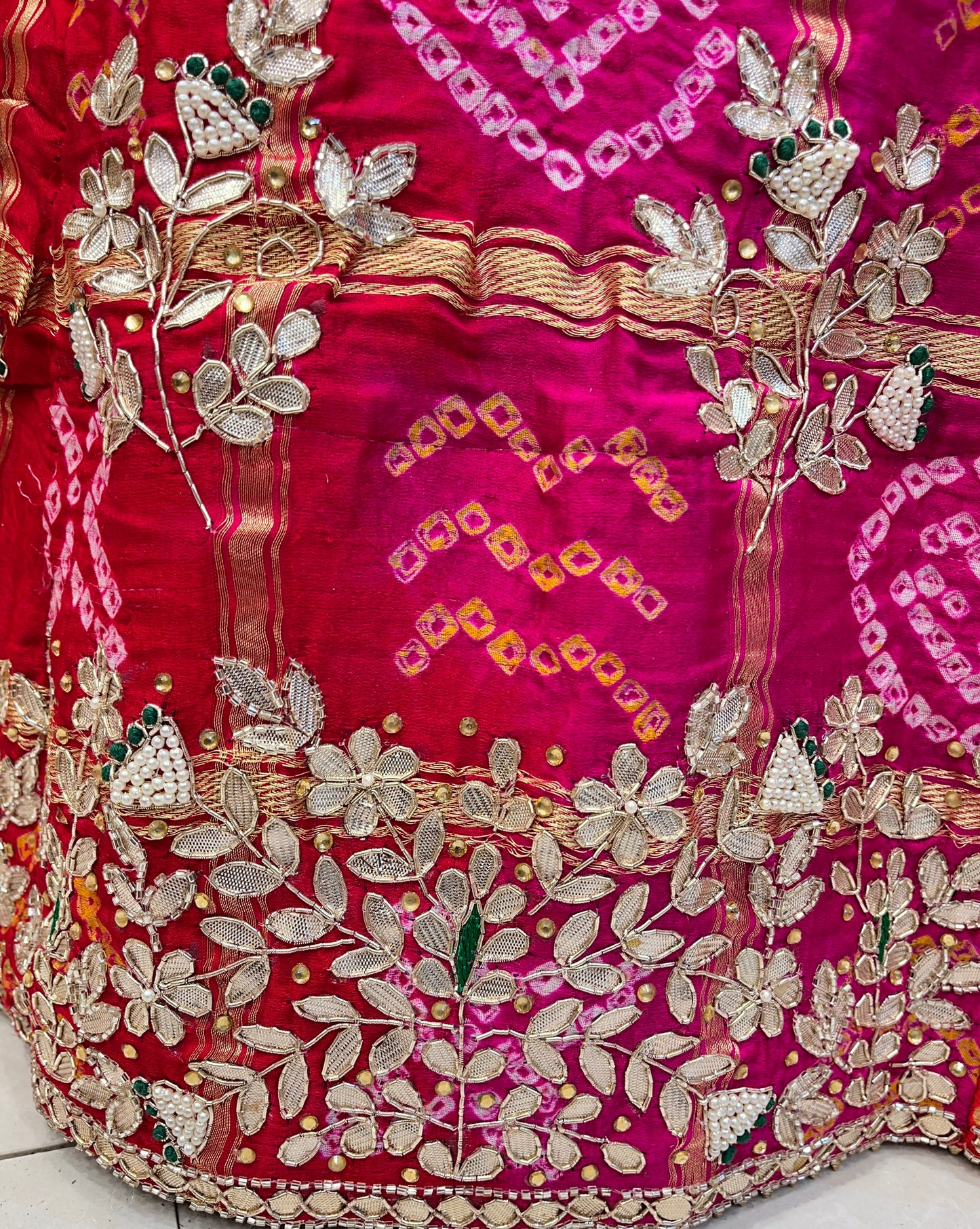 Bandhej Gaji Silk Lehenga