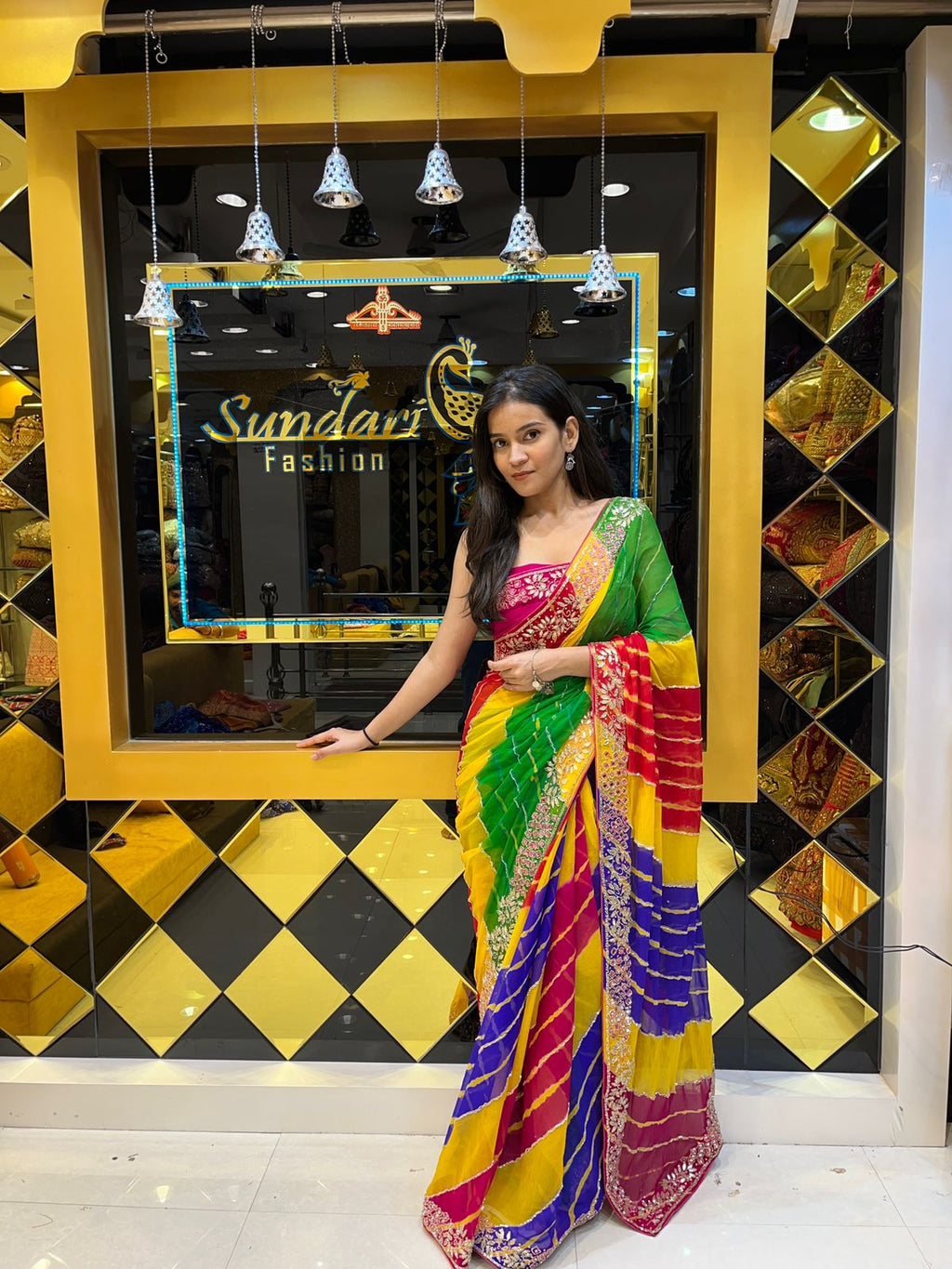 Multi Colour Leheriya Saree