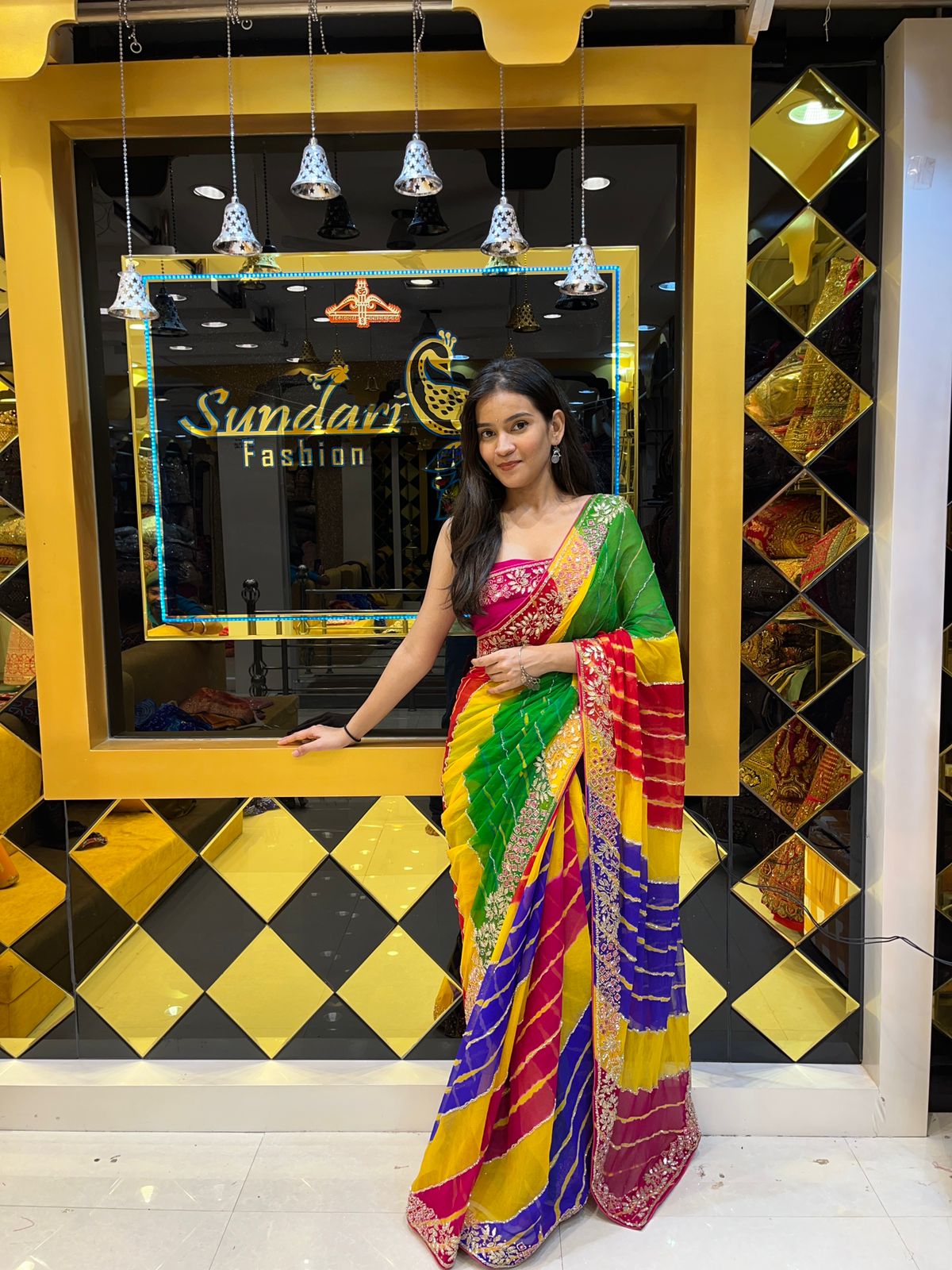 Multi Colour Leheriya Saree