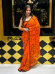 Orange Handwork Pure Chiffon Partywear Saree (113)